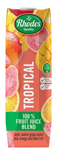 Rhodes Quality 100% Tropical Juice Blend bottle